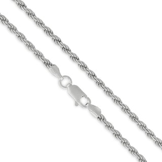 Sterling Silver Rhodium-plated 3.5mm Diamond Cut Rope Chain Necklace Multiple Sizes
