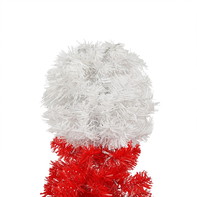 4ft Santa Hat Style Christmas Tree Set of 2 with Warm White Lights for Holiday Decor