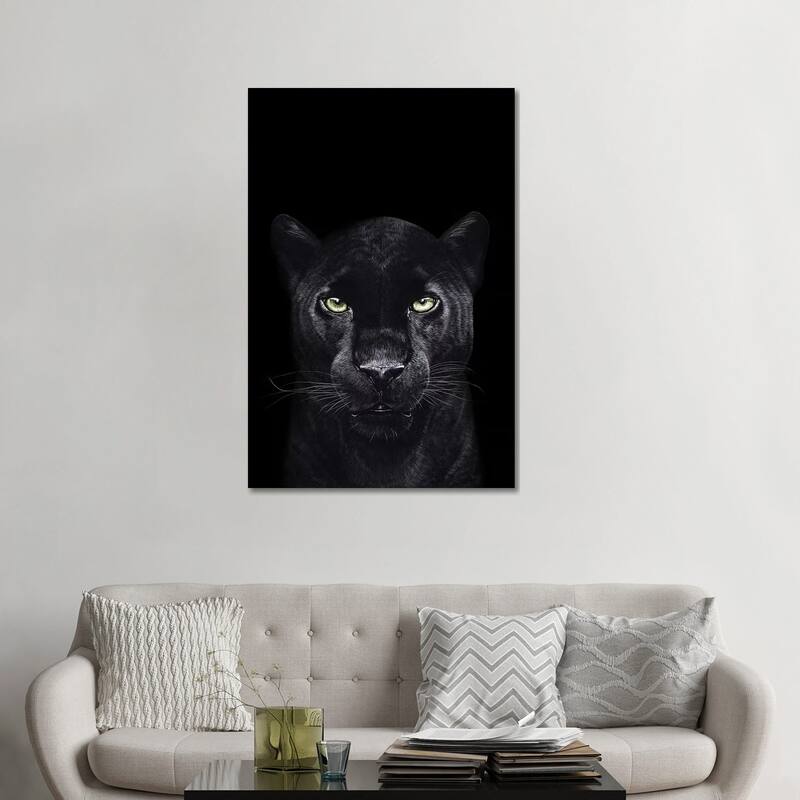 iCanvas "The Panther On Black" by Valeriya Korenkova Canvas Print - 48x32x1.5