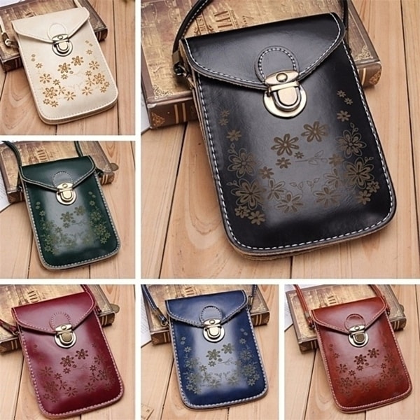 Shop Women Vintage Wallet Purse Leather Coin Cell Phone Mobile Mini Cross-body Shoulder Bag ...