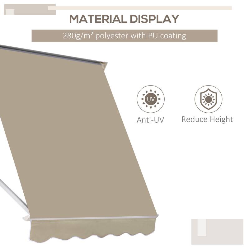 6' Drop Arm Manual Retractable Window Awning Sun Shade Shelter for Patio Balcony Outdoor, Aluminum, Cream White