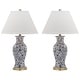 preview thumbnail 7 of 7, SAFAVIEH Lighting 29-inch Beijing Blue/ White Floral Urn Lamp (Set of 2) - 17"x17"x29"