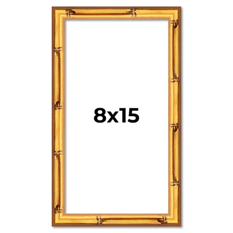 8x15 Frame Gold Bamboo Solid Wood Picture Frame | 1 Inch Moulding