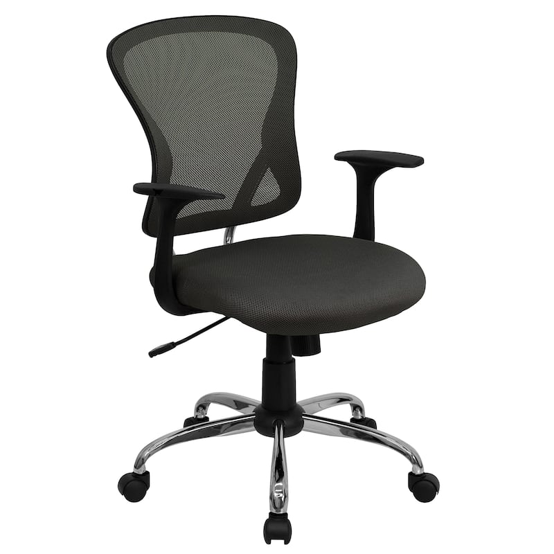 Mid-Back Mesh Swivel Task Office Chair with Chrome Base and Arms - Dark Gray