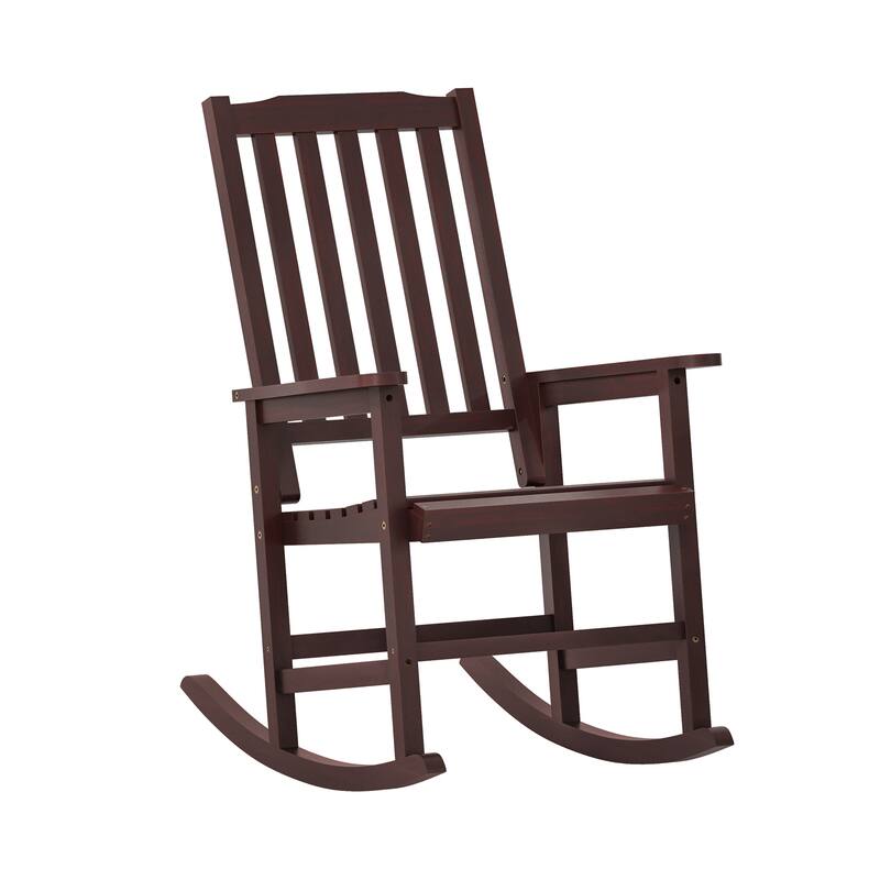 Acacia Wood Outdoor Rocking Chair, Traditional Porch Outdoor Rocker Chairs with Slatted - 43" H