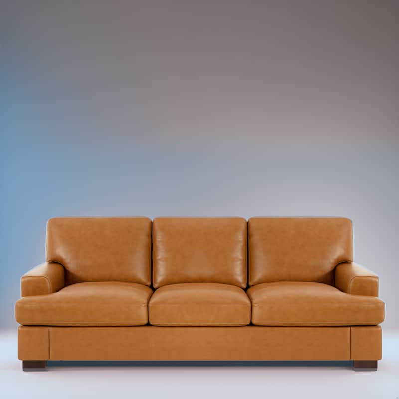Premium Genuine Leather 3-Seater Sofa with Deep Plush Seating and Goose Feather Cushions for Ultimate Comfort