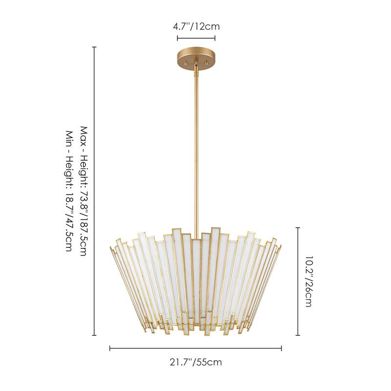 4-Light Modern Metal & GlassChandelier with White Jade Glass Shade for Living Room - 4 Light