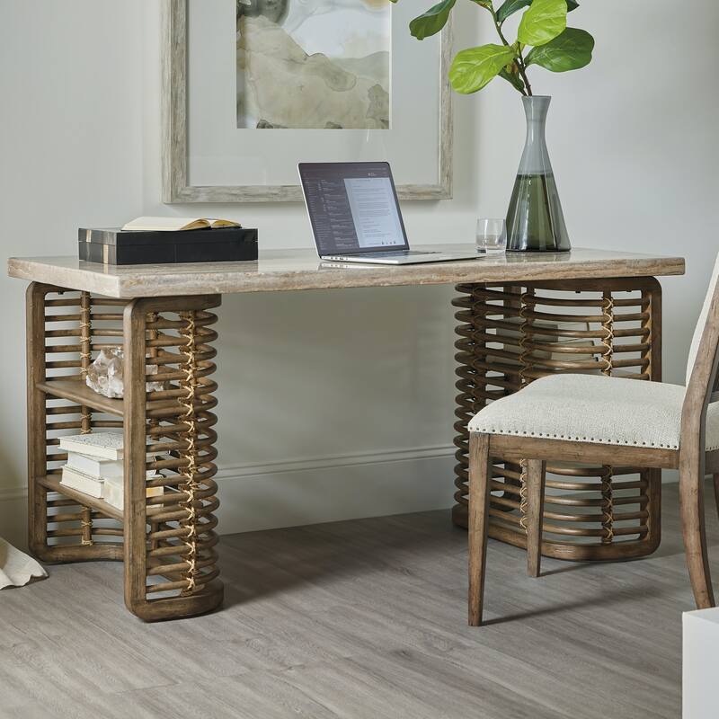Hooker Furniture Sundance 60" Wide Coastal Beach Inspired Home Office - Cliffside Brown