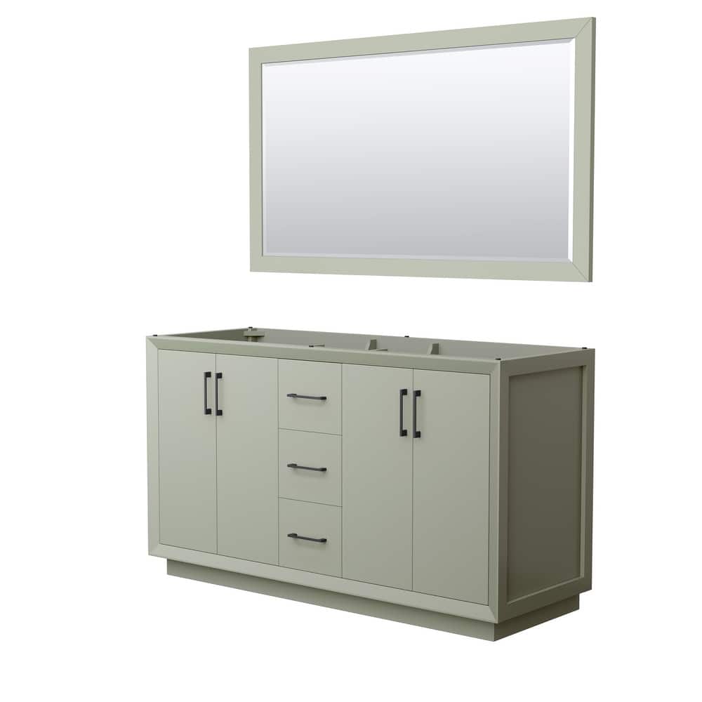 Strada 60-Inch Double Vanity Cabinet, 58-Inch Mirror