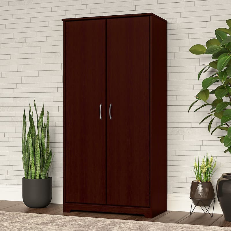 Cabot Tall Storage Cabinet with Doors by Bush Furniture - Harvest Cherry