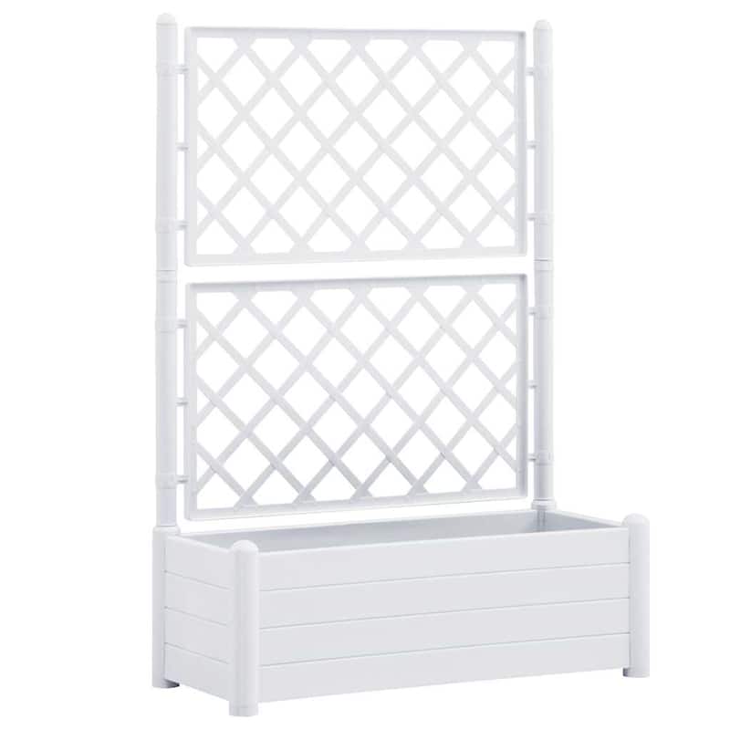 vidaXL Garden Raised Bed with Trellis, White, 39.4x16.9x55.9 Inches - 39.4"x16.9"x55.9"