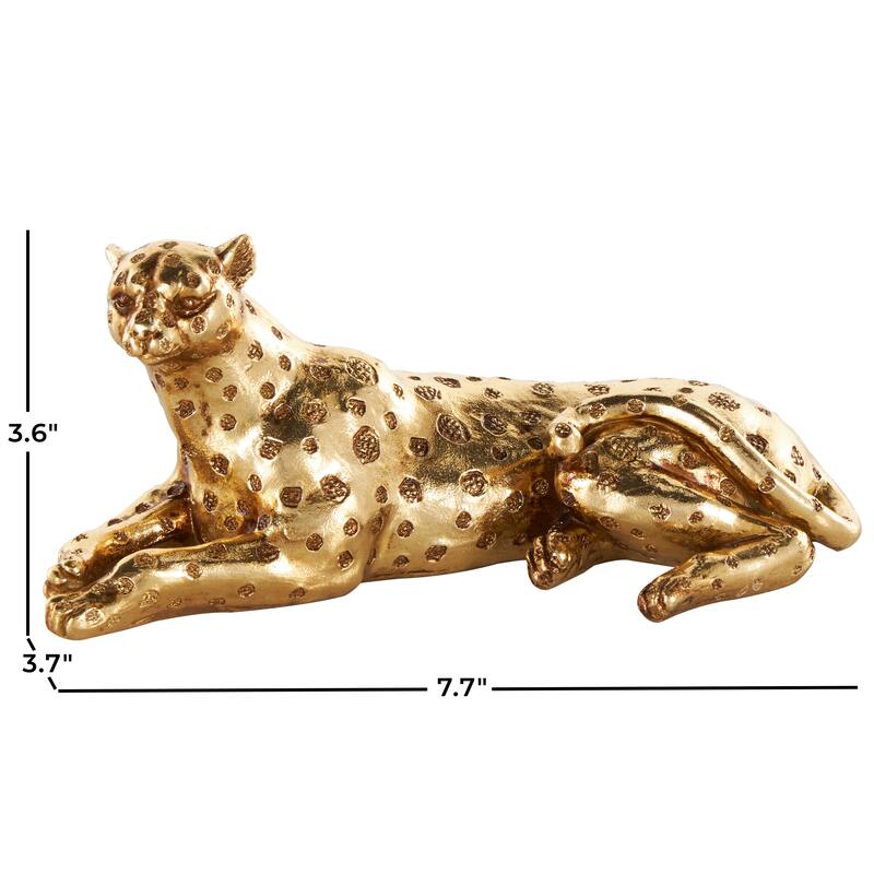 Gold Resin Leopard Sculpture with Textured Spots