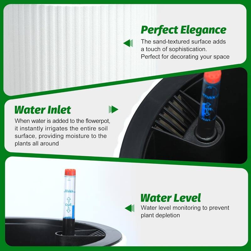 14" 2Pcs Self-Watering Planters, Flower Pots for Front Porch, Patio & Garden