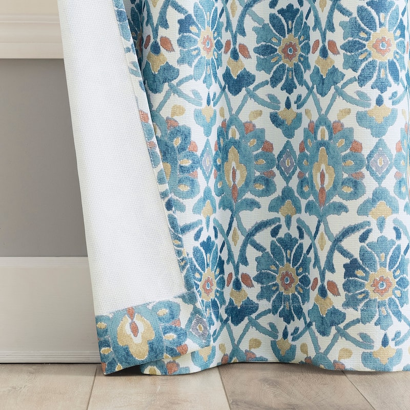 No. 918 Hastings Watercolor Medallion Semi-Sheer Grommet 1-Piece Curtain Panel, Single Panel