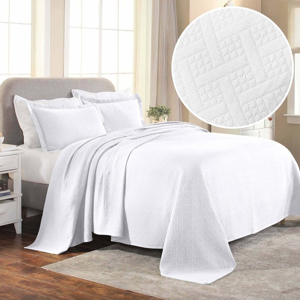 Superior Basketweave Cotton Decorative Bedspread Set