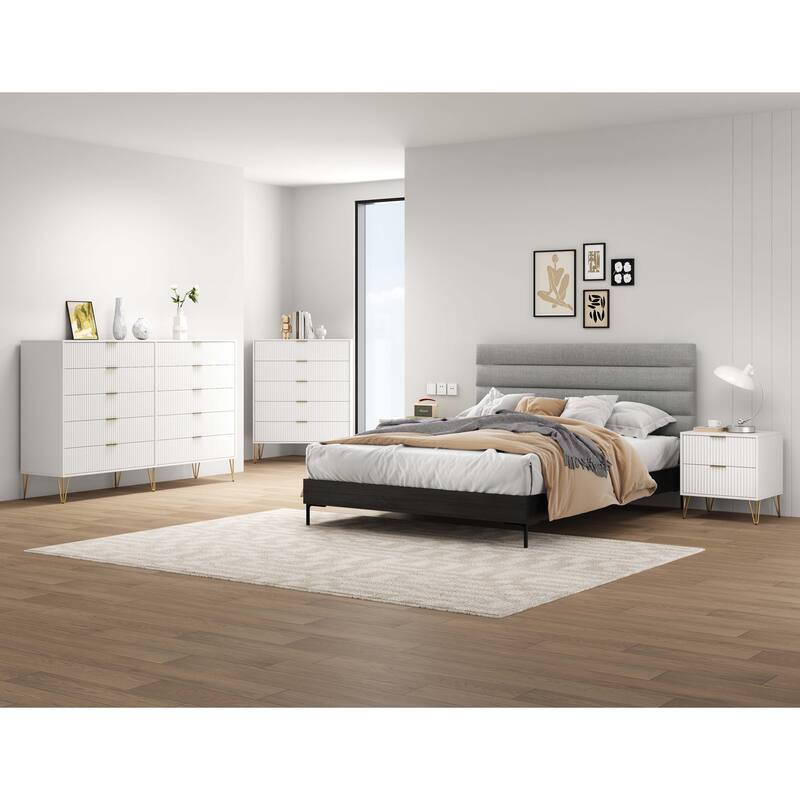 Manhattan Comfort 3-Piece Dumbo Modern Multi Dresser Nighstand Set - White