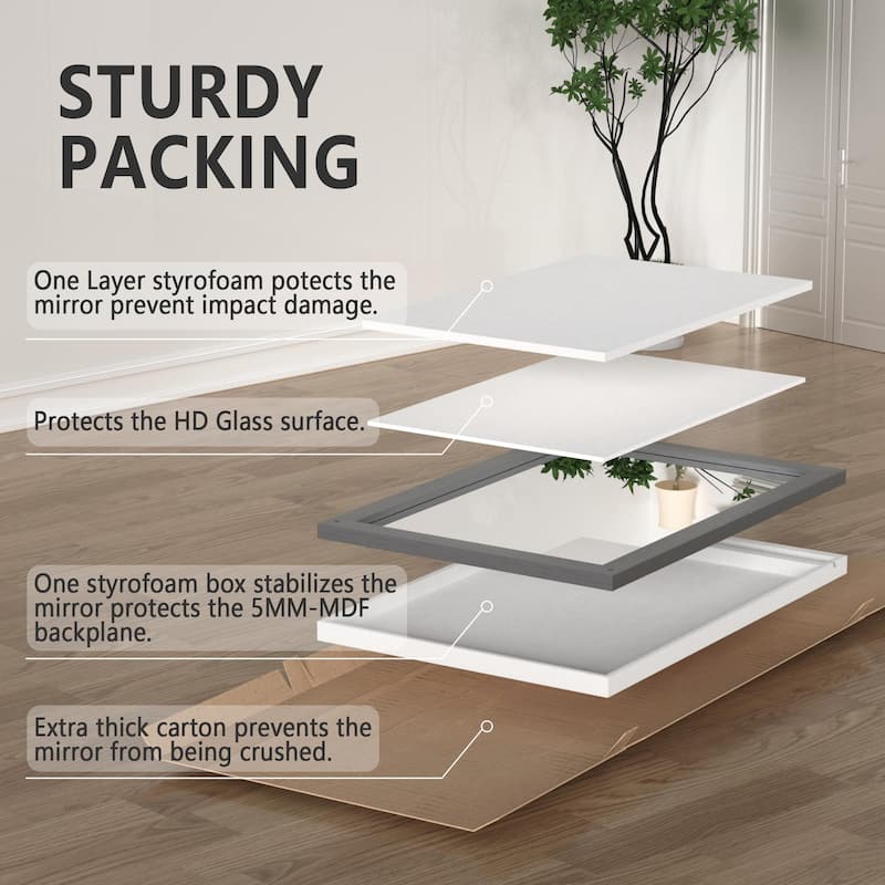 Rustic Farmhouse Rectangle Wood Frame Wall Mirror for Bathroom Vanity