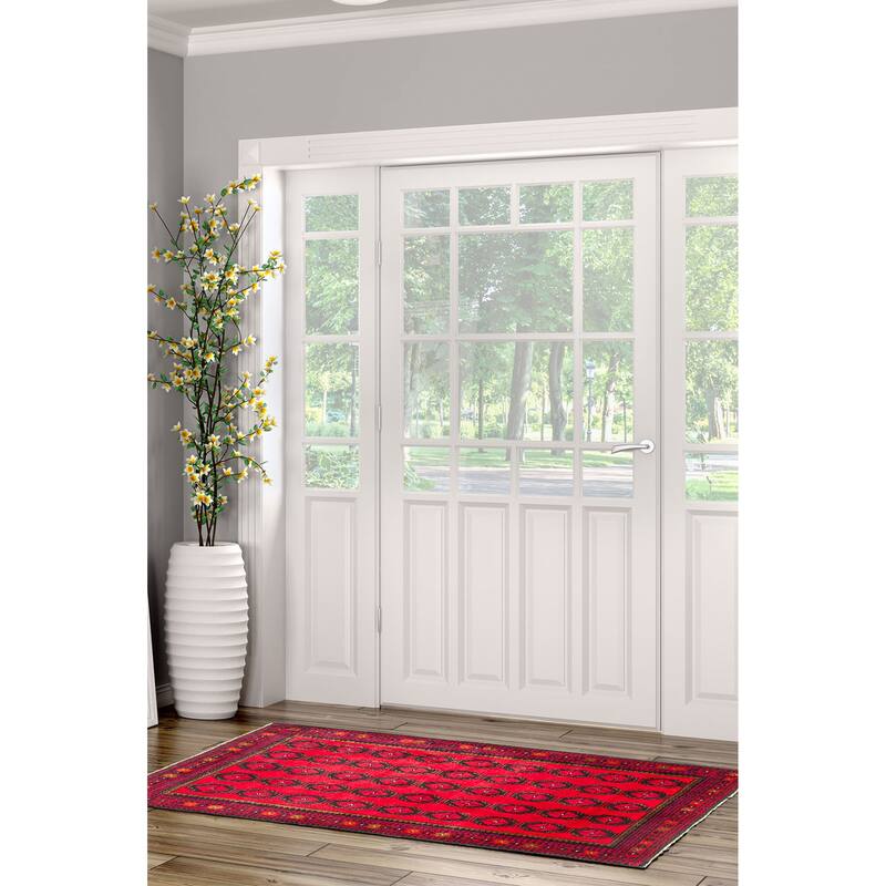 ECARPETGALLERY Hand-knotted Teimani Red Wool Rug - 2'11 x 4'6