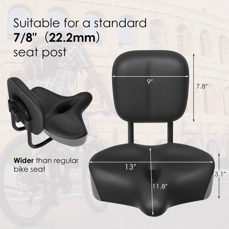 DoCred Oversized Universal Bike Seat, Saddle with Backrest