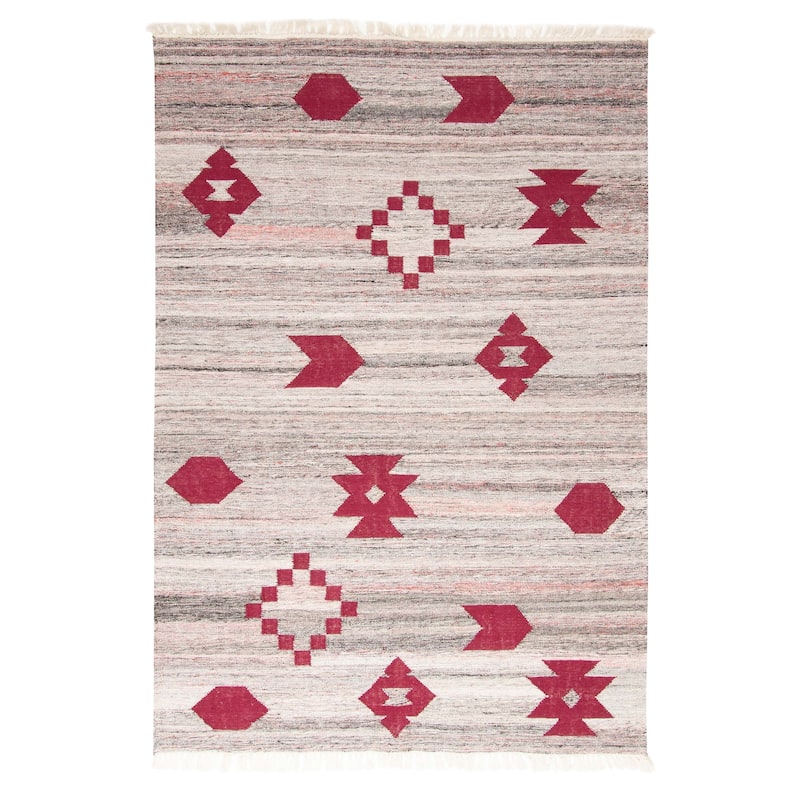 ECARPETGALLERY Flat-Weave Ankara FW Grey Wool Kilim - 5'4 x 7'10