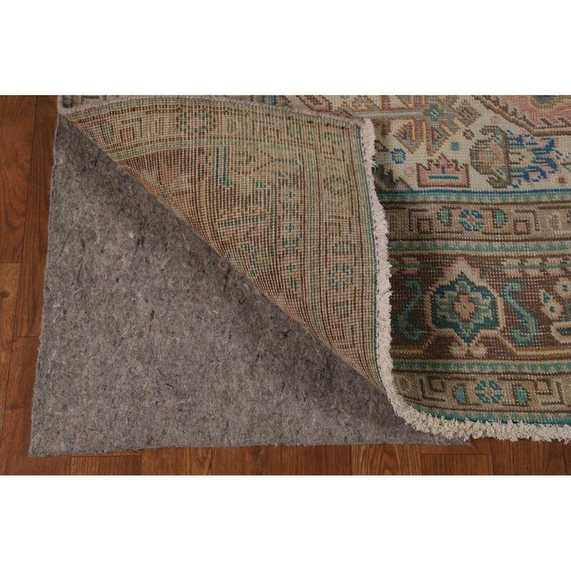 Pink Vintage Tabriz Persian Area Rug Handmade Wool Carpet - 6'4" x 9'7"