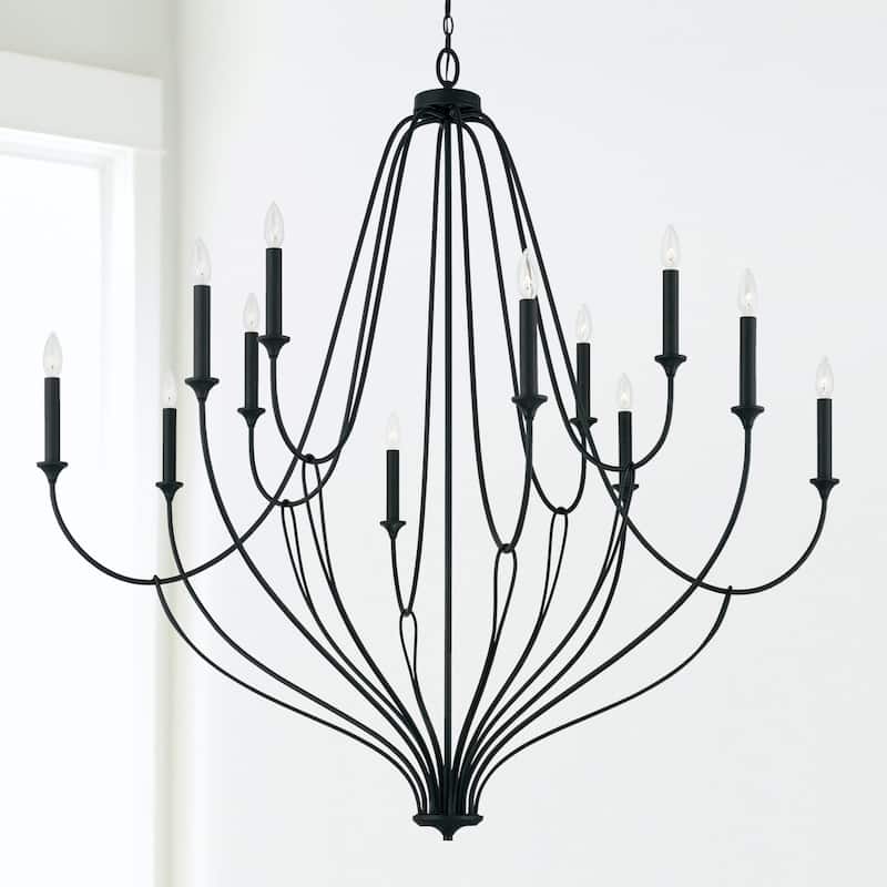 Bentley 52" 12-light Black Iron Grand Chandelier
