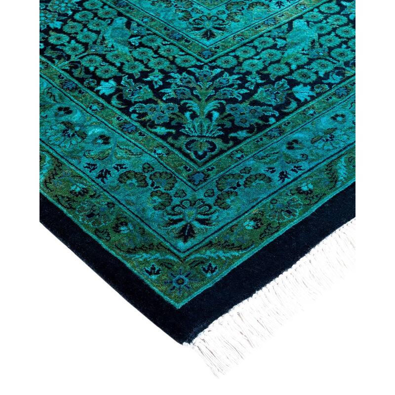 Overdyed, One-of-a-Kind Hand-Knotted Area Rug - Blue - 9' 3" x 16' 0"