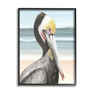 Stupell Pelican Portrait on Beach Framed Giclee Art Design by Grace ...