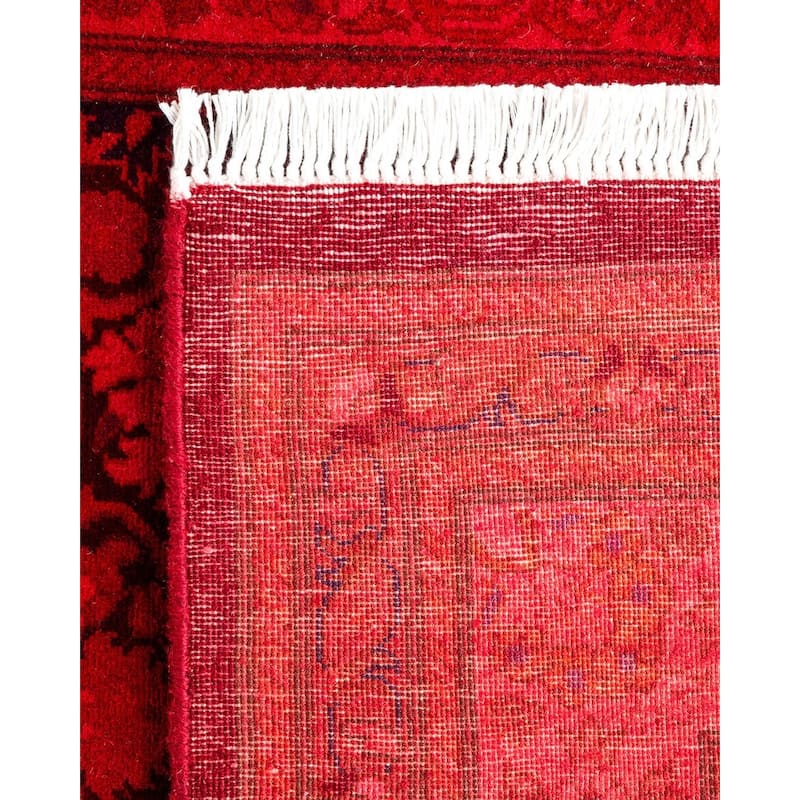 Overton Hand Knotted Wool Vintage Inspired Modern Contemporary Overdyed Red Runner Rug - 2' 7" x 12' 2"