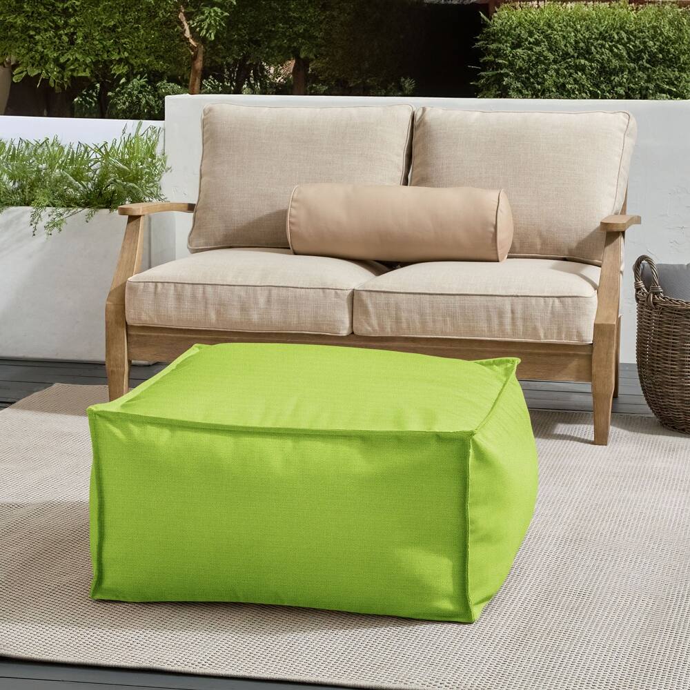 Sorra Home Sunbrella Outdoor Top Stitch Solid Bean Pouf