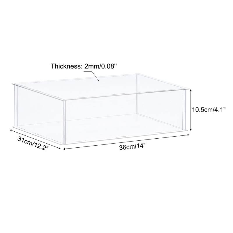 Acrylic Display Case Plastic Box Cube Storage Box Dustproof Showcase - 14x12.2x4.1 Inch