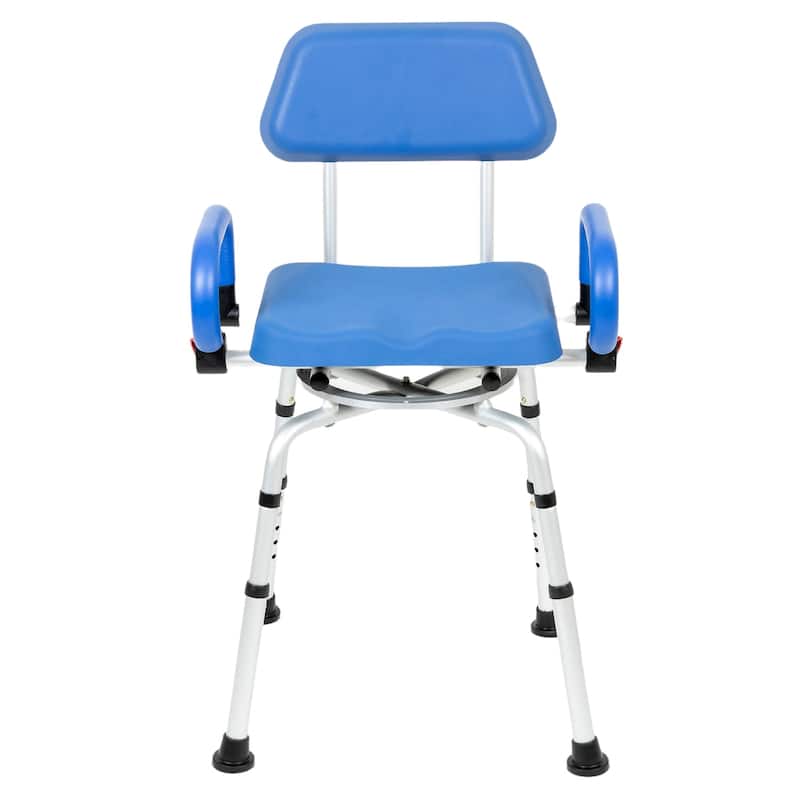 iLIVING Swivel Pivoting Shower Chair w/ Padded Seat, Adjustable Height - Blue