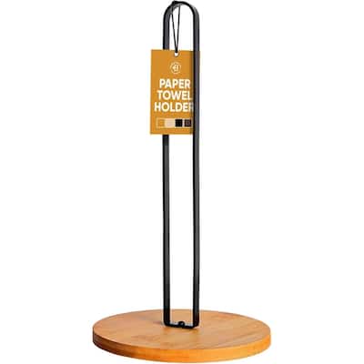 Paper Towel Holder - Wooden Paper Towel Holder with Non-Slip Wood Base, Modern Style, Countertop Paper Towel Holder for Kitchen