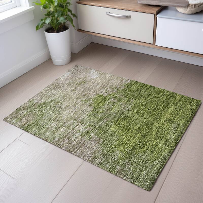 Premium Washable Super Soft Chic Modern Mayfield Rug - Olive - 1'8" x 2'6"