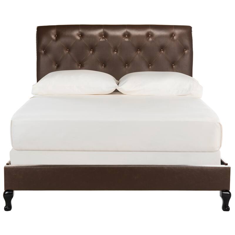 SAFAVIEH Kathie Upholstered Tufted Rolled Back Bed