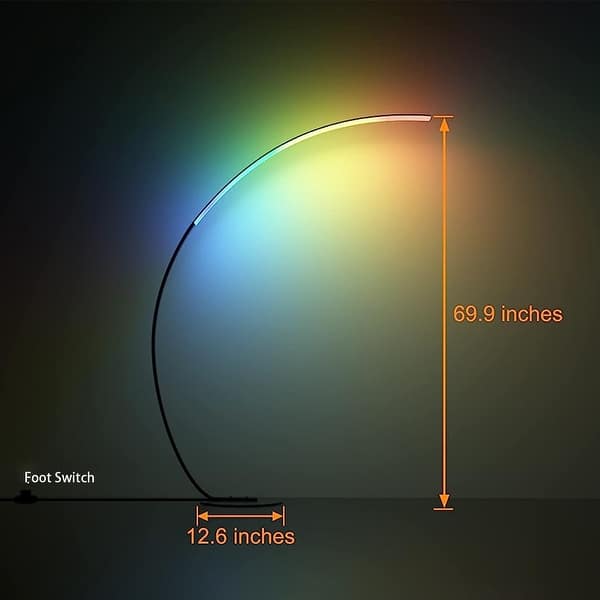 70 inch RGBCW Modern Arc Floor Lamp with Remote - 70 inch