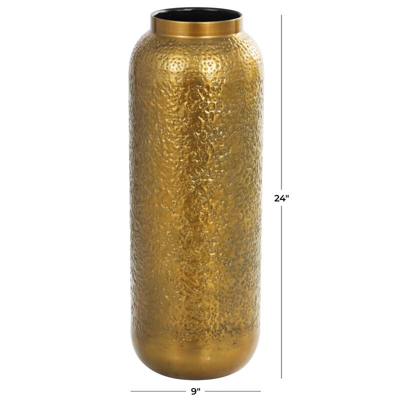 Gold Metal Textured Hammered Vase