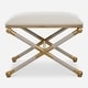 preview thumbnail 2 of 5, Upholstered Rectangular Bench with Metal Base - 24" - Gold and White