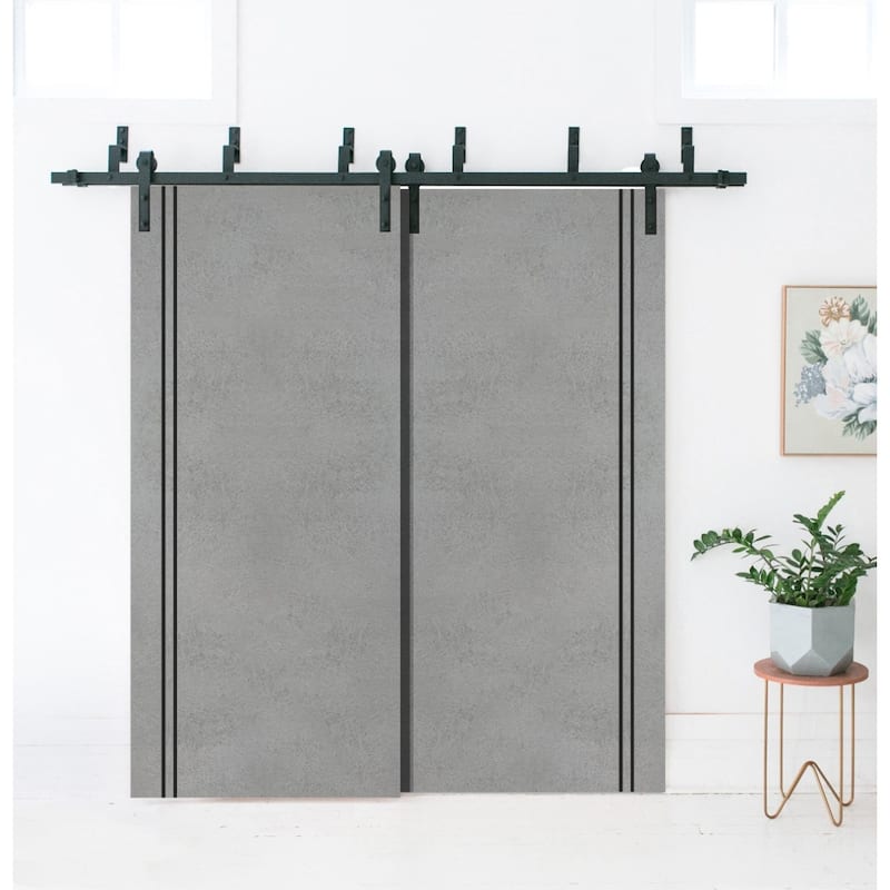 Slab Barn Door Panel 28 x 80 Planum 0016 Concrete with Sturdy Finished