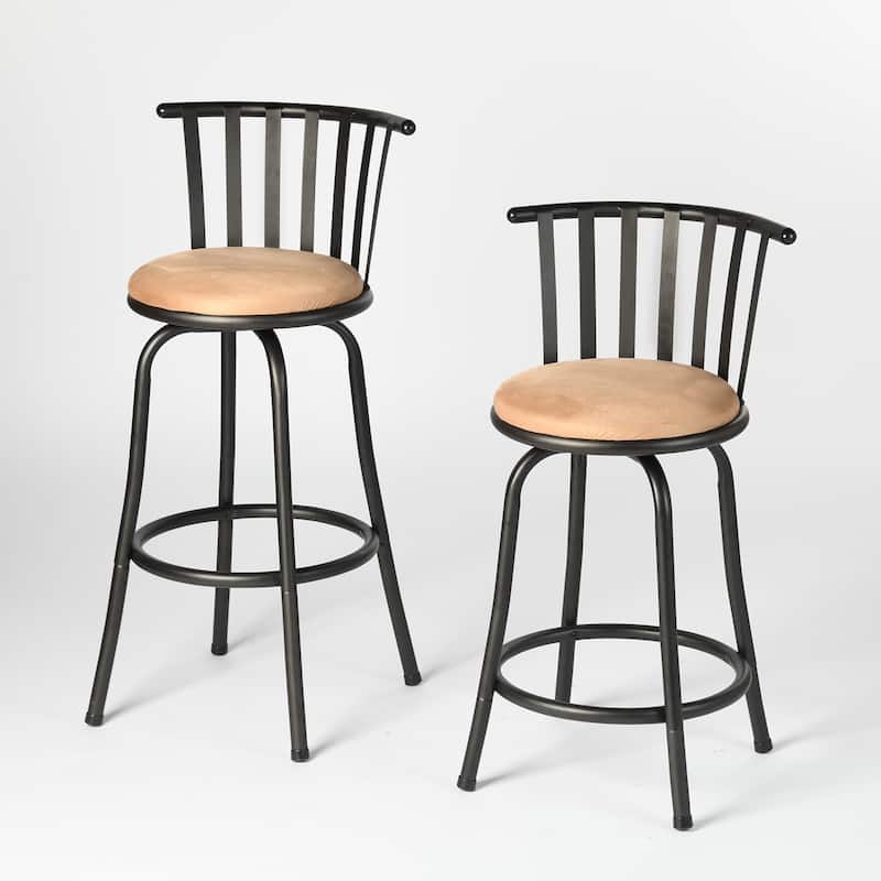 Homylin Set of 2 Swivel BarStools 24" or 29'' Metal Frame with Footrest,Mid-Century Modern,Suitable for Kitchen,Home,Bar,Brown
