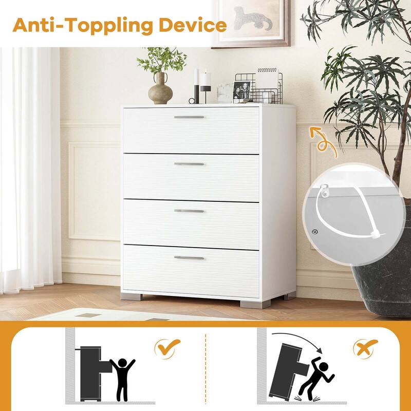 Costway 4 Drawer Storage Cabinet with Metal Legs & Handles