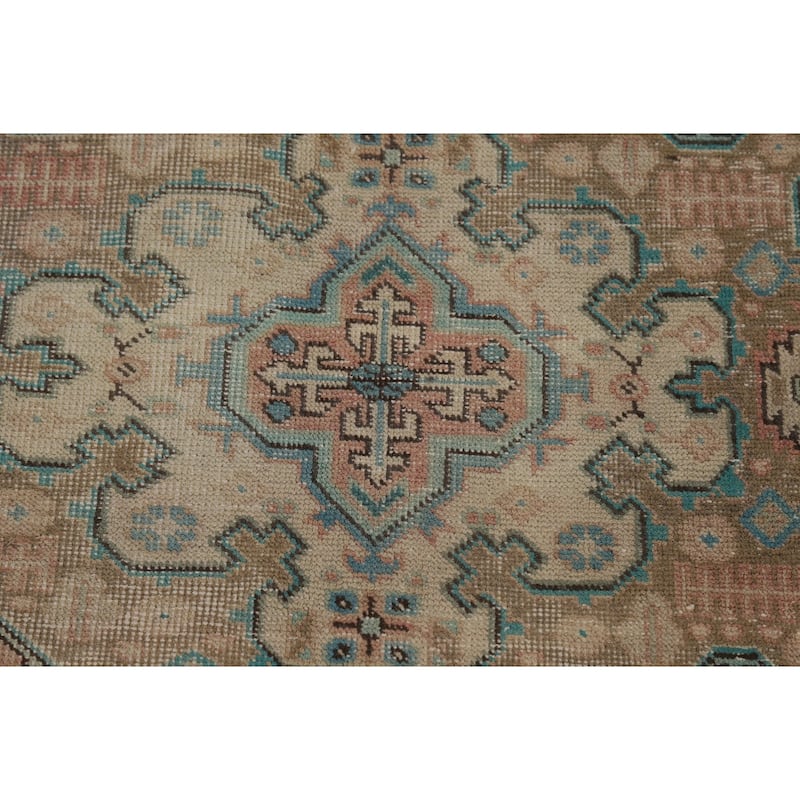 Pink Distressed Tabriz Persian Area Rug Hand-Knotted Wool Carpet - 6'8" x 9'0"