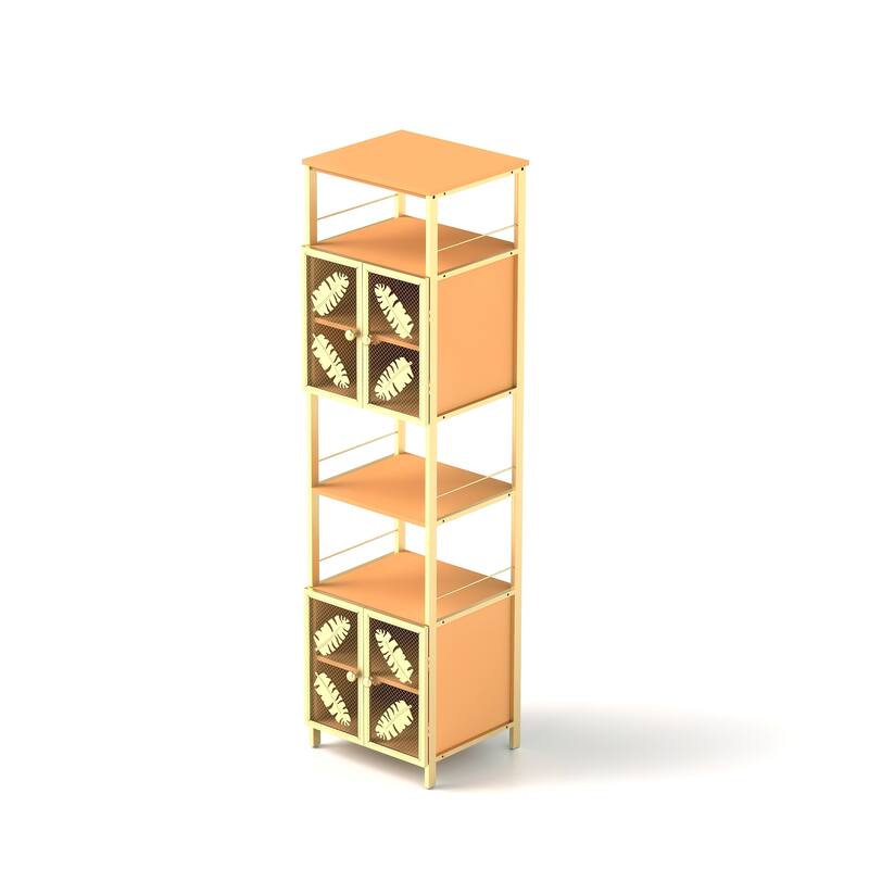Floor Storage Cabinet, Freestanding Cabinet with Open Compartments
