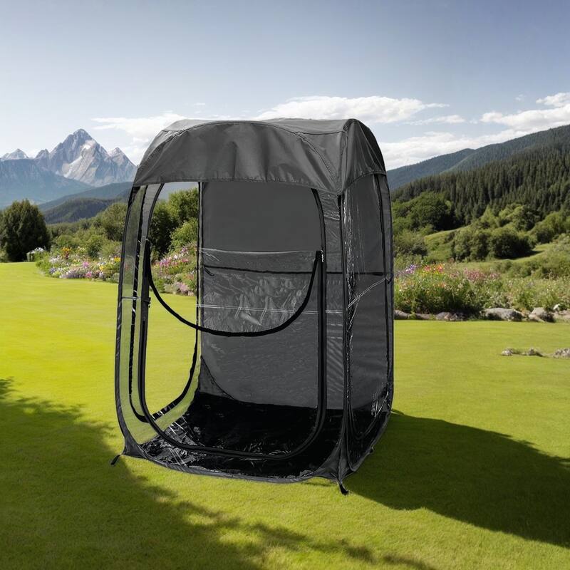 Anmytek Pop Up Clear View Outdoor Shelter Tent with Transparent PVC Walls and Sunshade Top Portable Foldable Camping Fishing