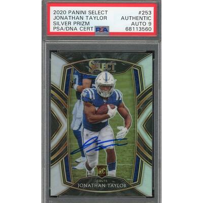 Jonathan Taylor 2020 Panini Select Silver Prizm Rookie Card #253 Auto PSA 9 - 8'6" x 11'6"