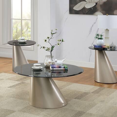 Furniture of America Bertholdt Champagne 3-piece Coffee Table Set