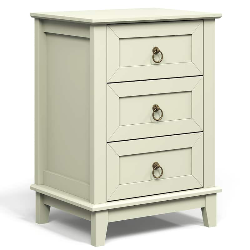 Modern 3-Drawer Wooden Nightstand, Tall & Narrow