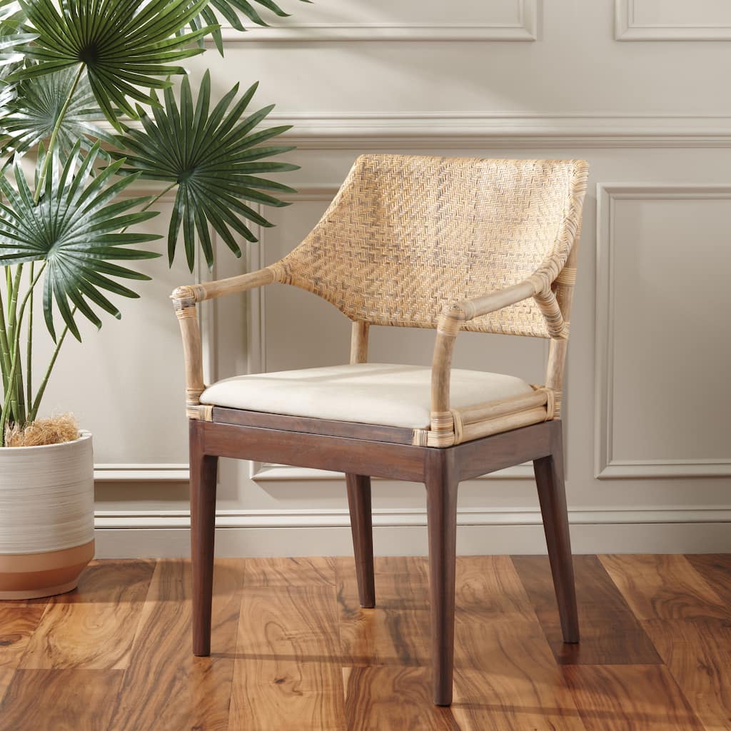 SAFAVIEH Saveta Honey Arm Chair - 23" x 22.5" x 34" - 23Wx23Dx34H