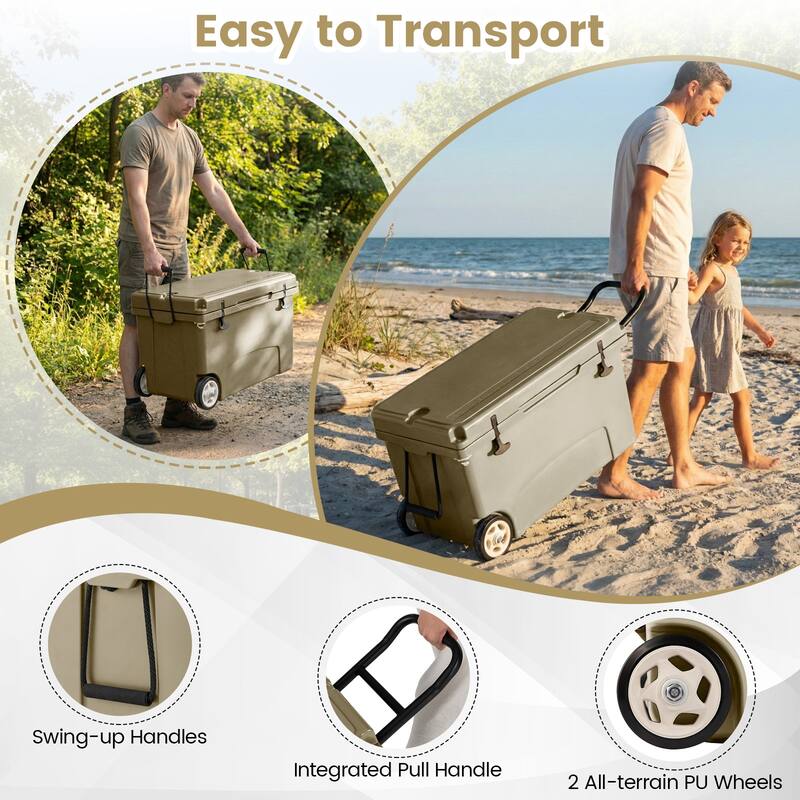 Gymax 75 Quart Portable Hard Cooler Insulated Rolling Cooler w/6-Day