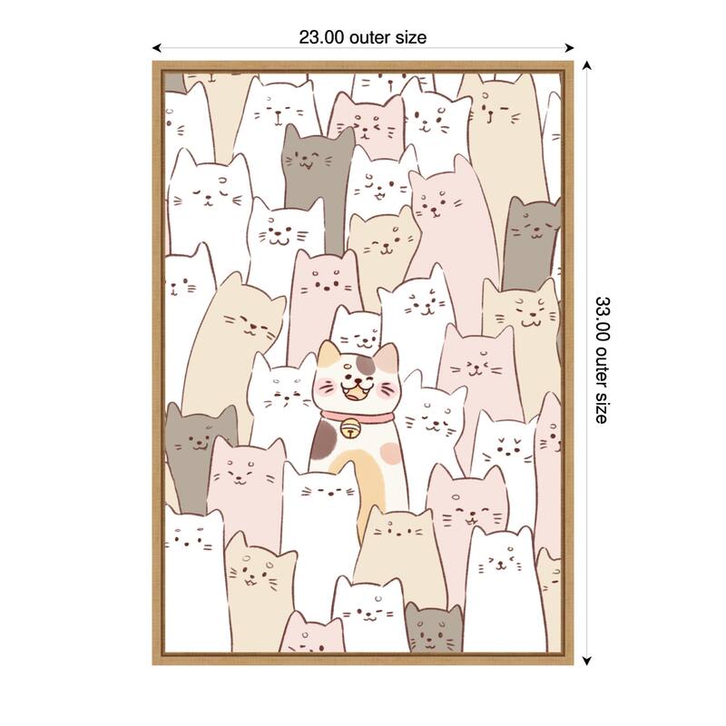 Cute Kittens by Xuan Thai Framed Canvas Wall Art Print - 23 x 33 in